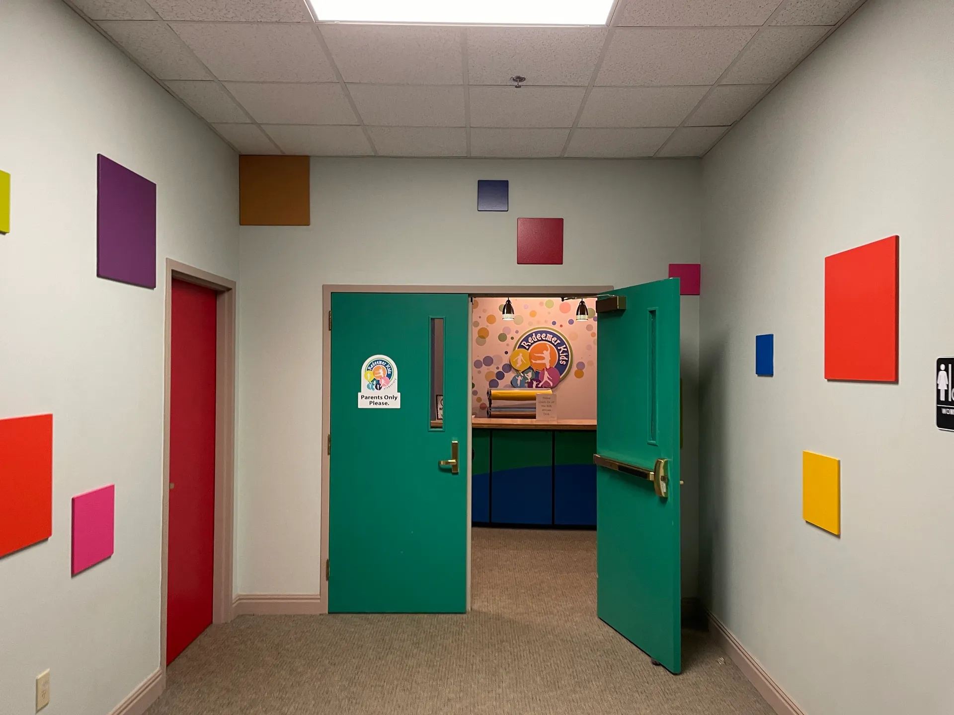 Children's ministry classroom with colorful mural — Georgia church youth program
