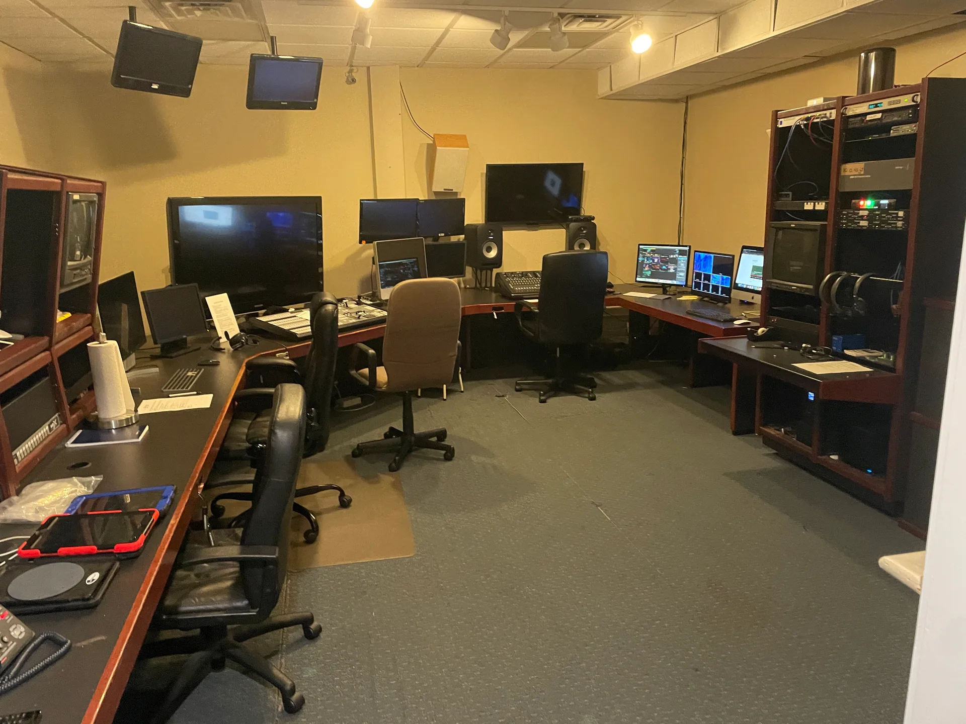 Church media production booth — MinistrySure provides cyber liability insurance for Georgia ministries