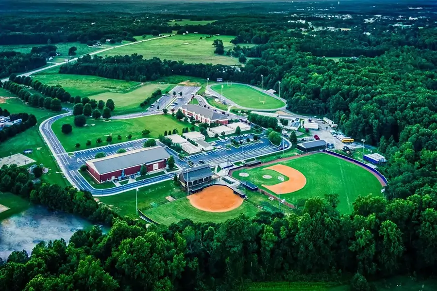 Aerial overhead view of Loganville Christian Academy campus