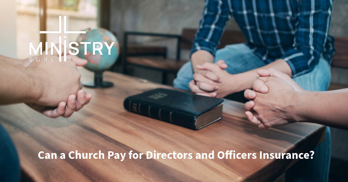 "People holding hands in prayer over a Bible on a table with the MinistrySure logo."